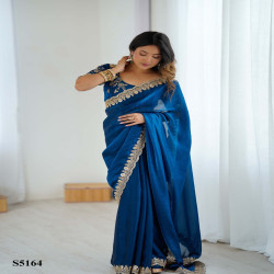 Luxury Fendy Satin Embroidered Designer Saree with Sequin Work
